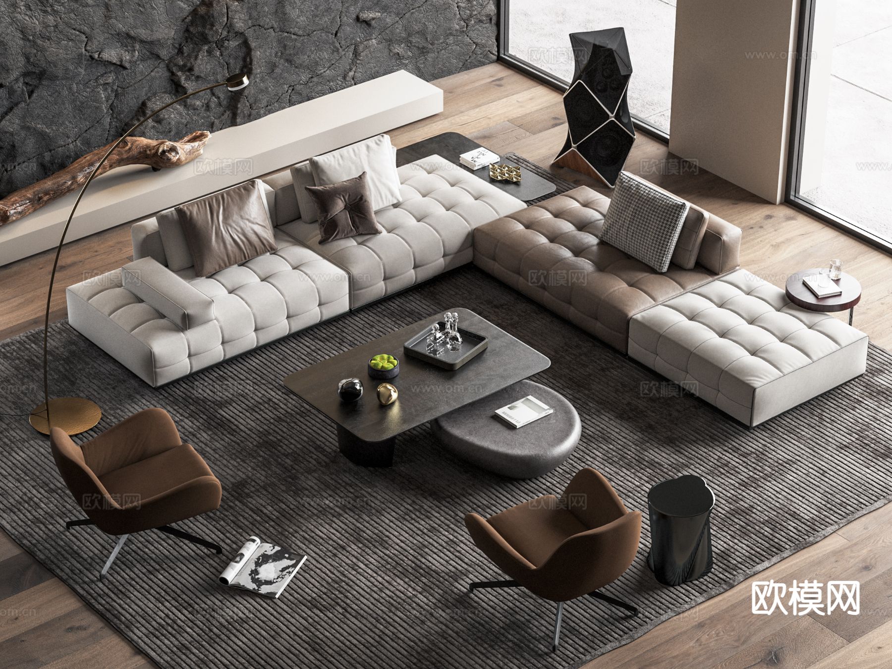 minotti 意式组合沙发 转角沙发3d模型