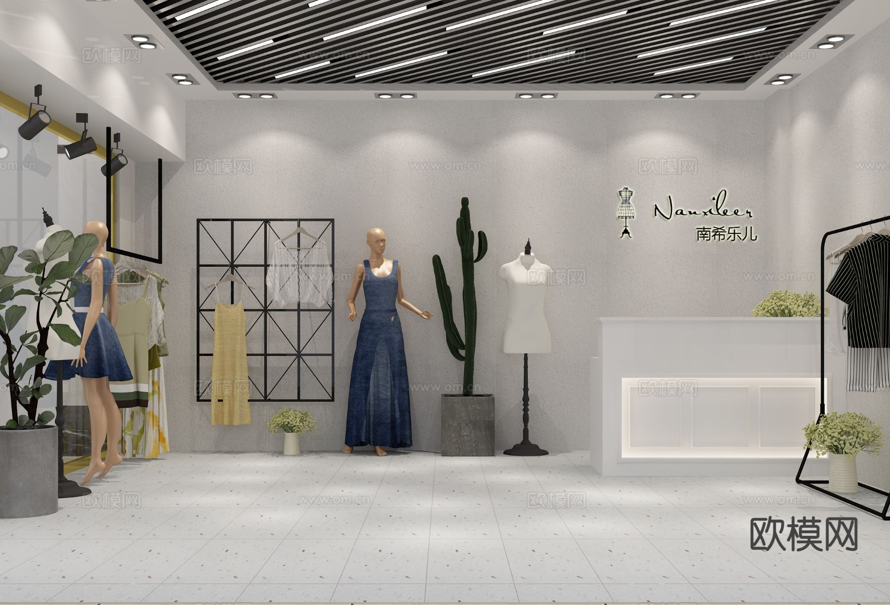 简约女装店 服装店3d模型