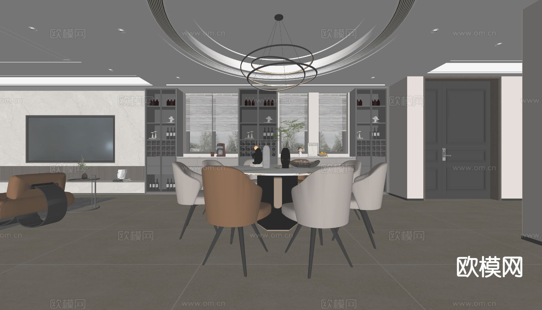 现代餐厅su模型