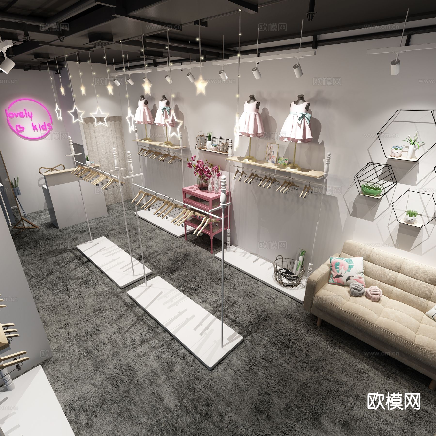 北欧童装店 服装店3d模型