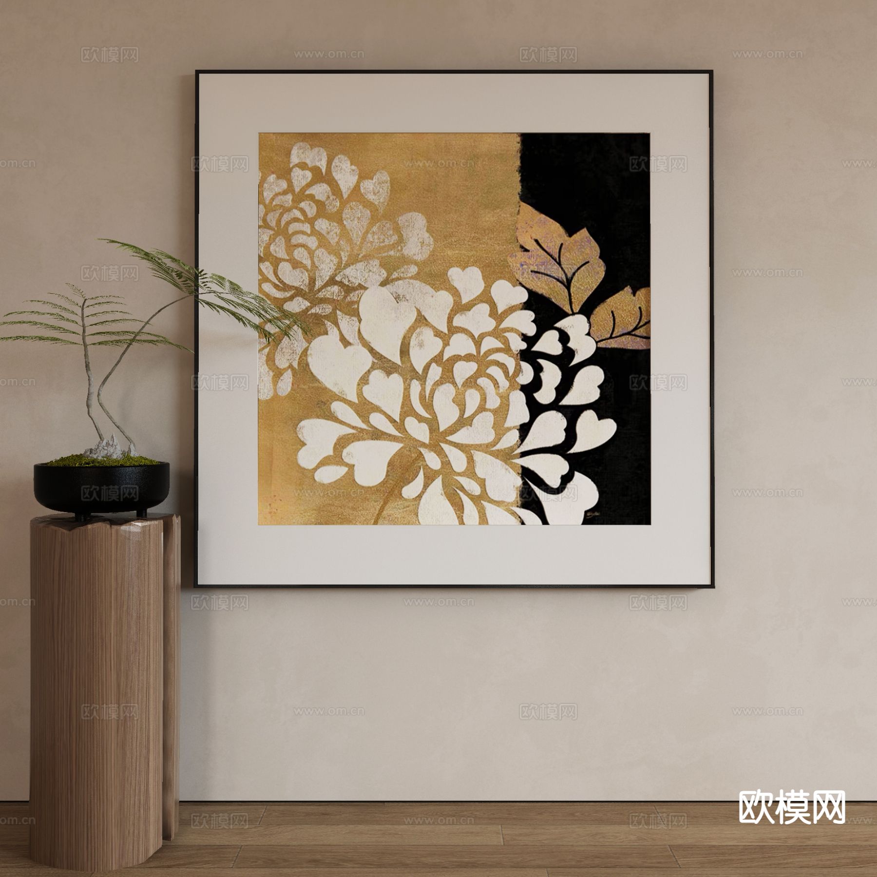 中古风花朵画 装饰画 复古挂画3d模型