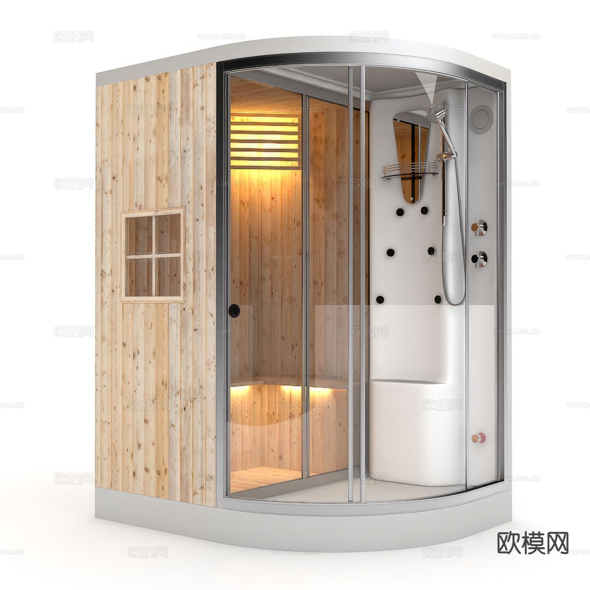 淋浴间 汗蒸房 桑拿房su模型下载（渲染图2）