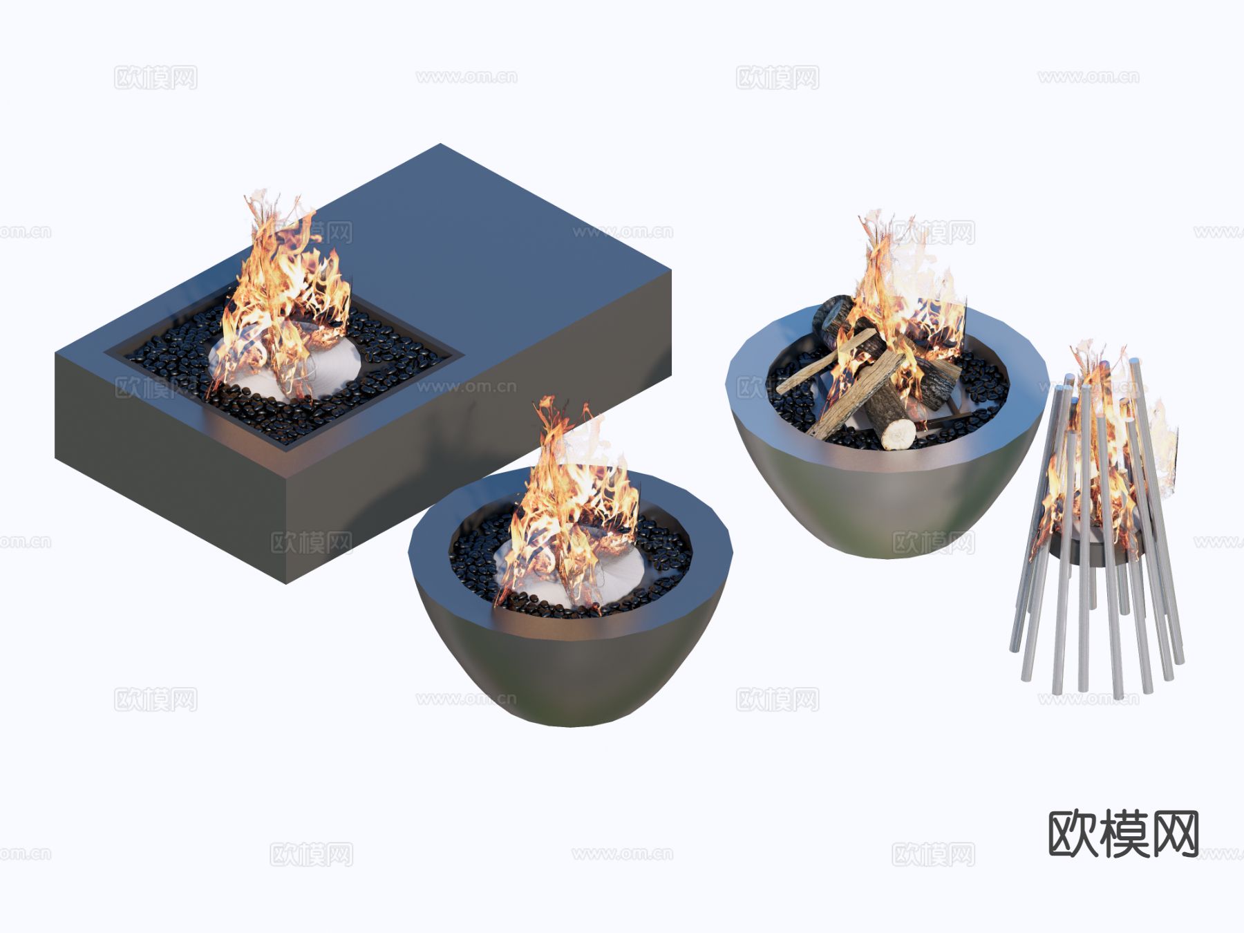 现代户外火炉 柴火炉3d模型下载
