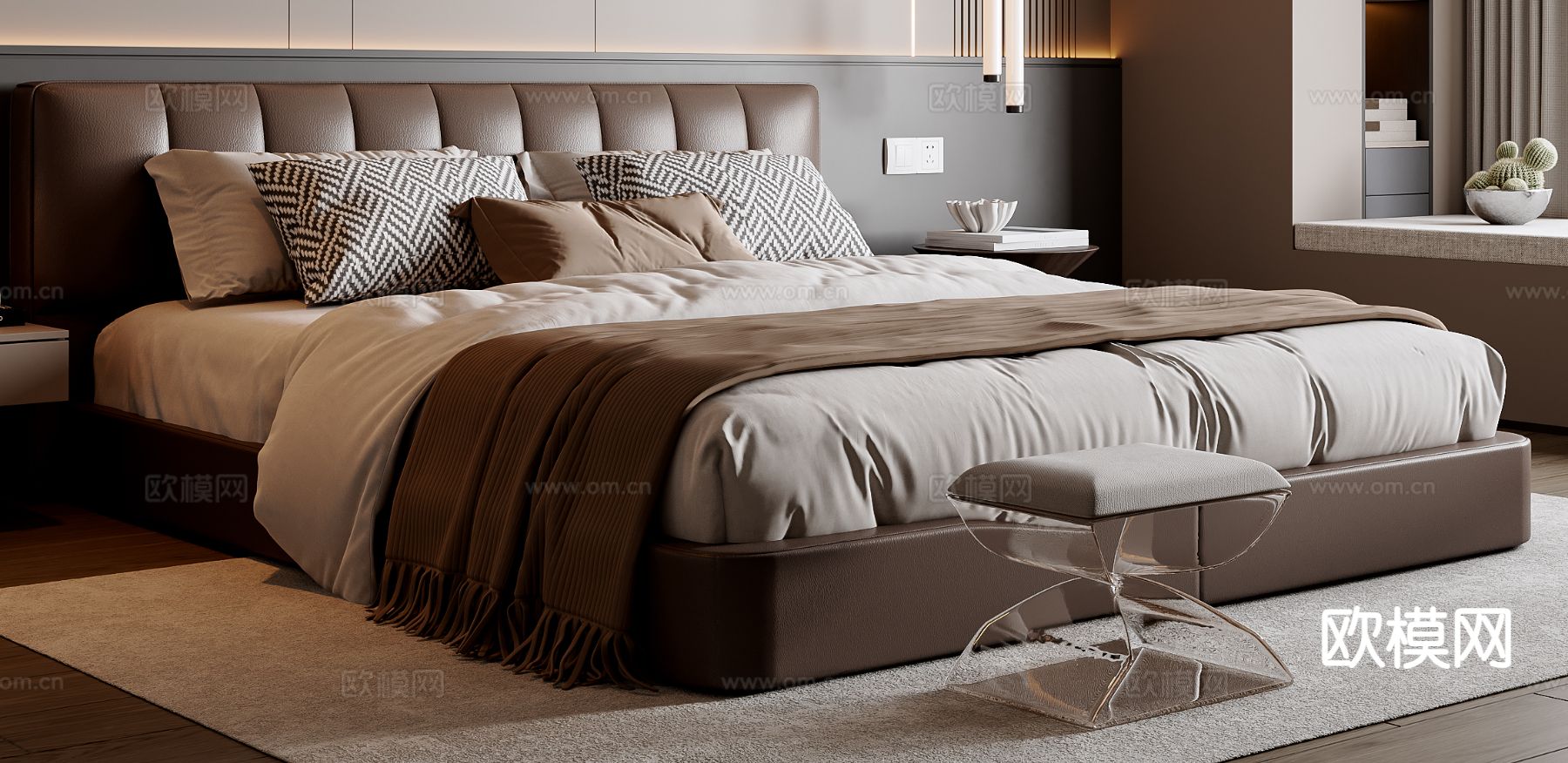 意式双人床3d模型下载