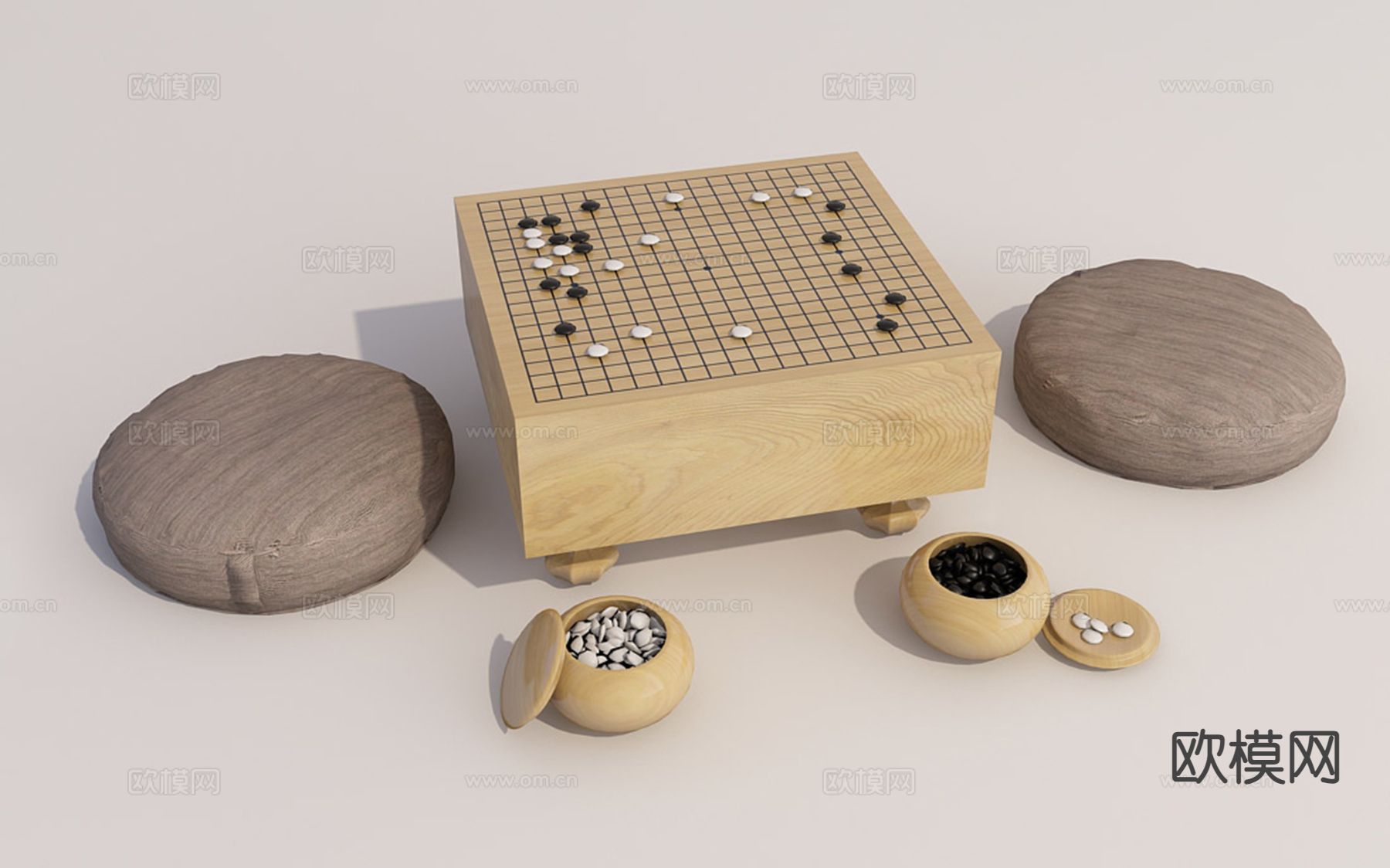 日式五子棋盘 围棋桌3d模型