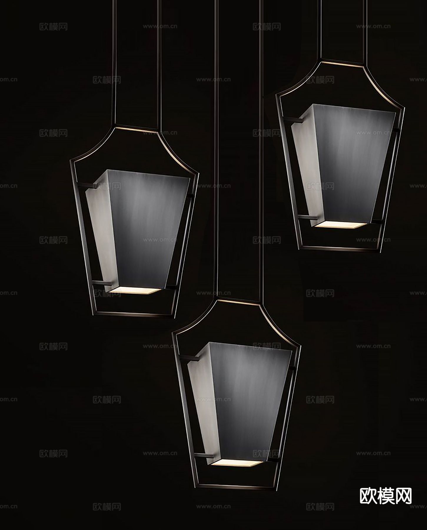 高级灰小吊灯3d模型下载（渲染图2）