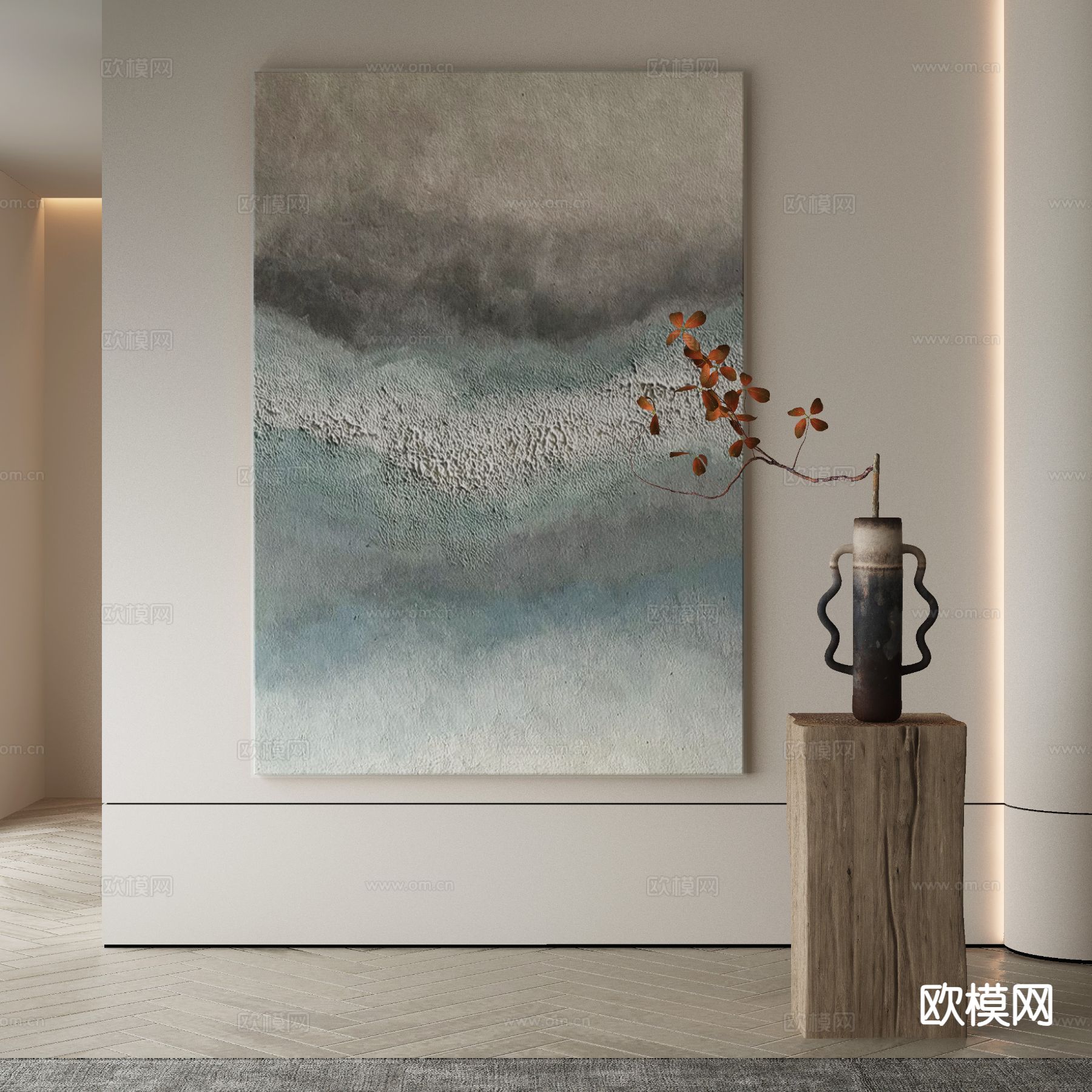 现代装饰画 油画 抽象挂画3d模型