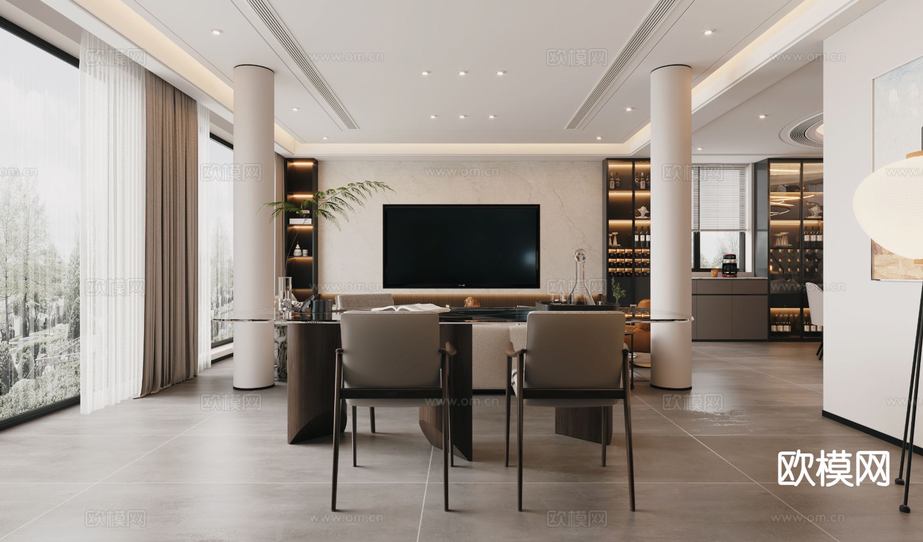 现代客餐厅su模型