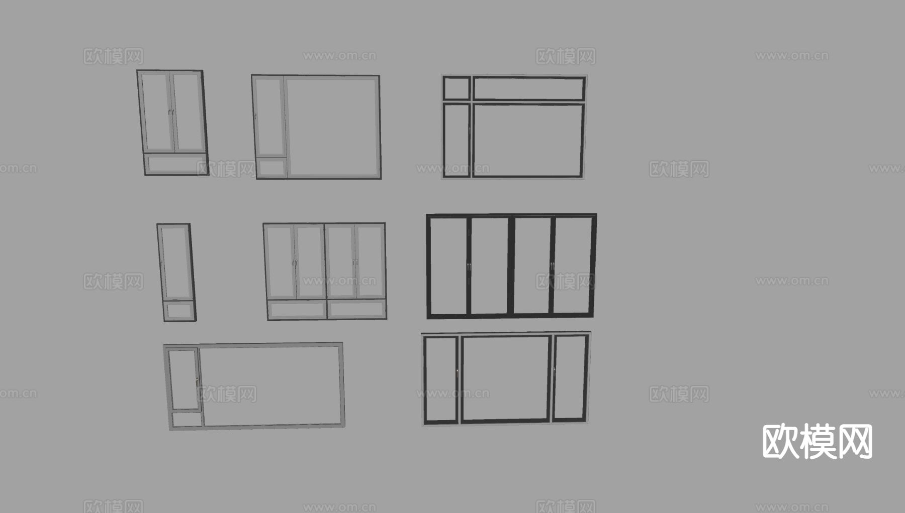 现代平开窗 单开窗 推拉窗 窗户su模型