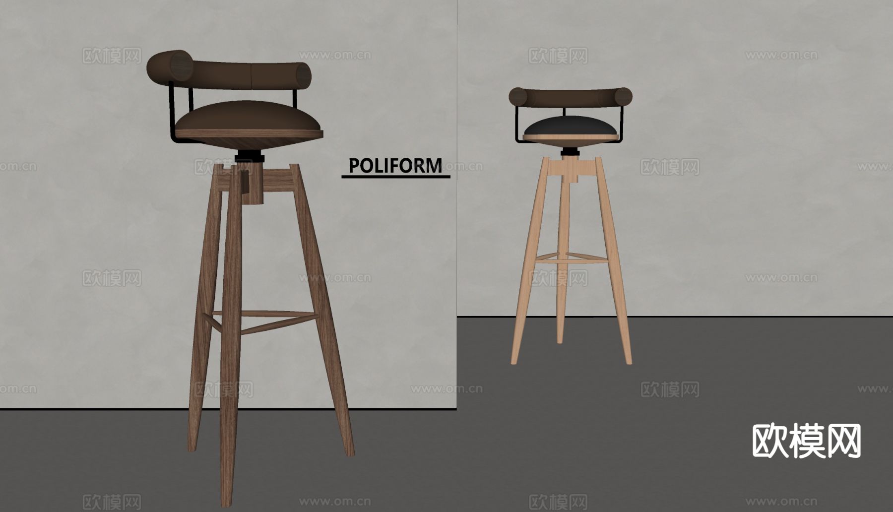 poliform现代吧椅su模型