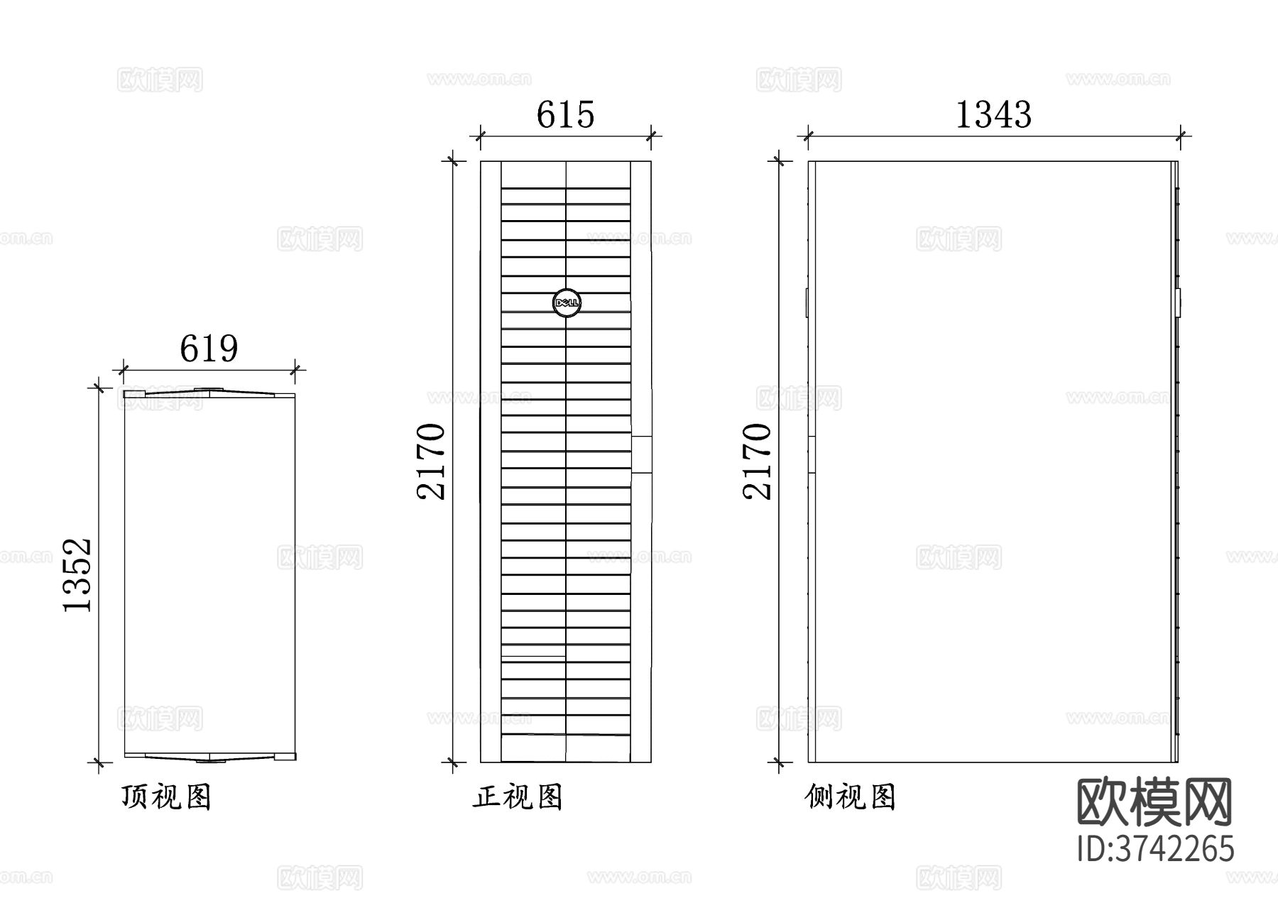 戴尔服务器机架cad平面图