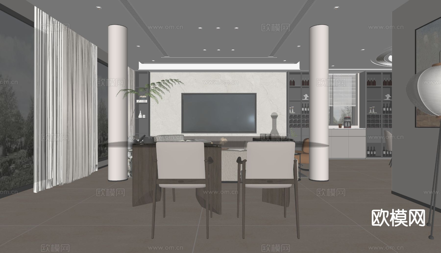 现代客餐厅su模型