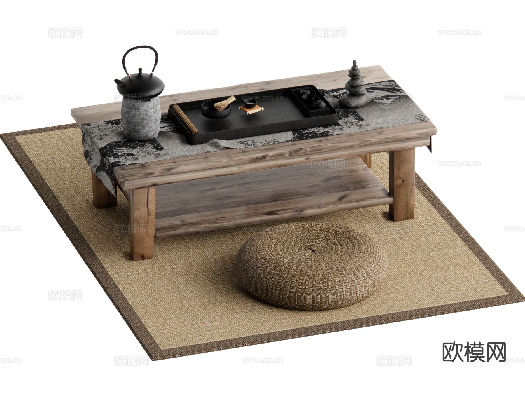 侘寂风茶台su模型下载（渲染图2）