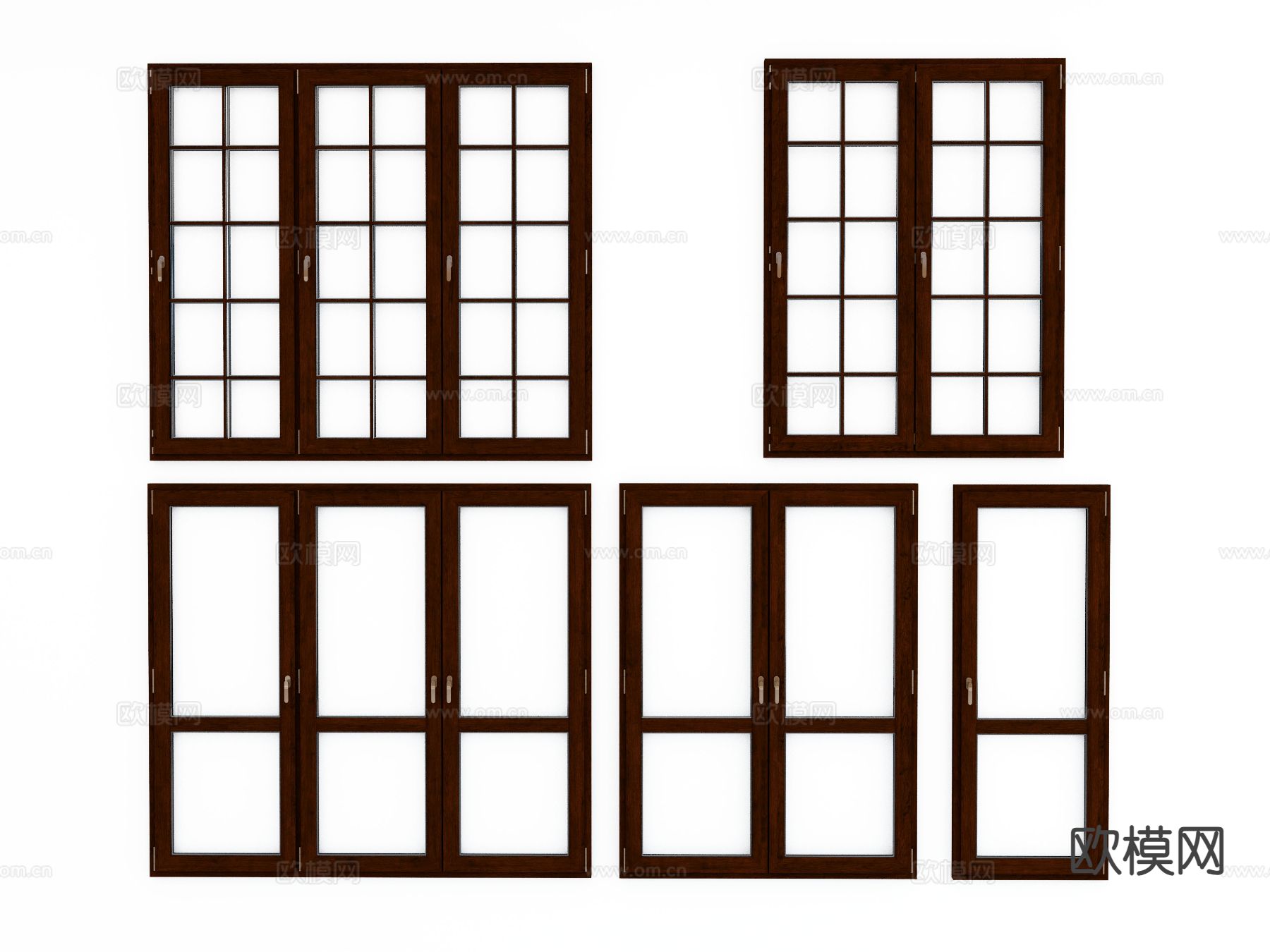 现代窗户 单开窗 双开窗 三开窗 木窗3d模型