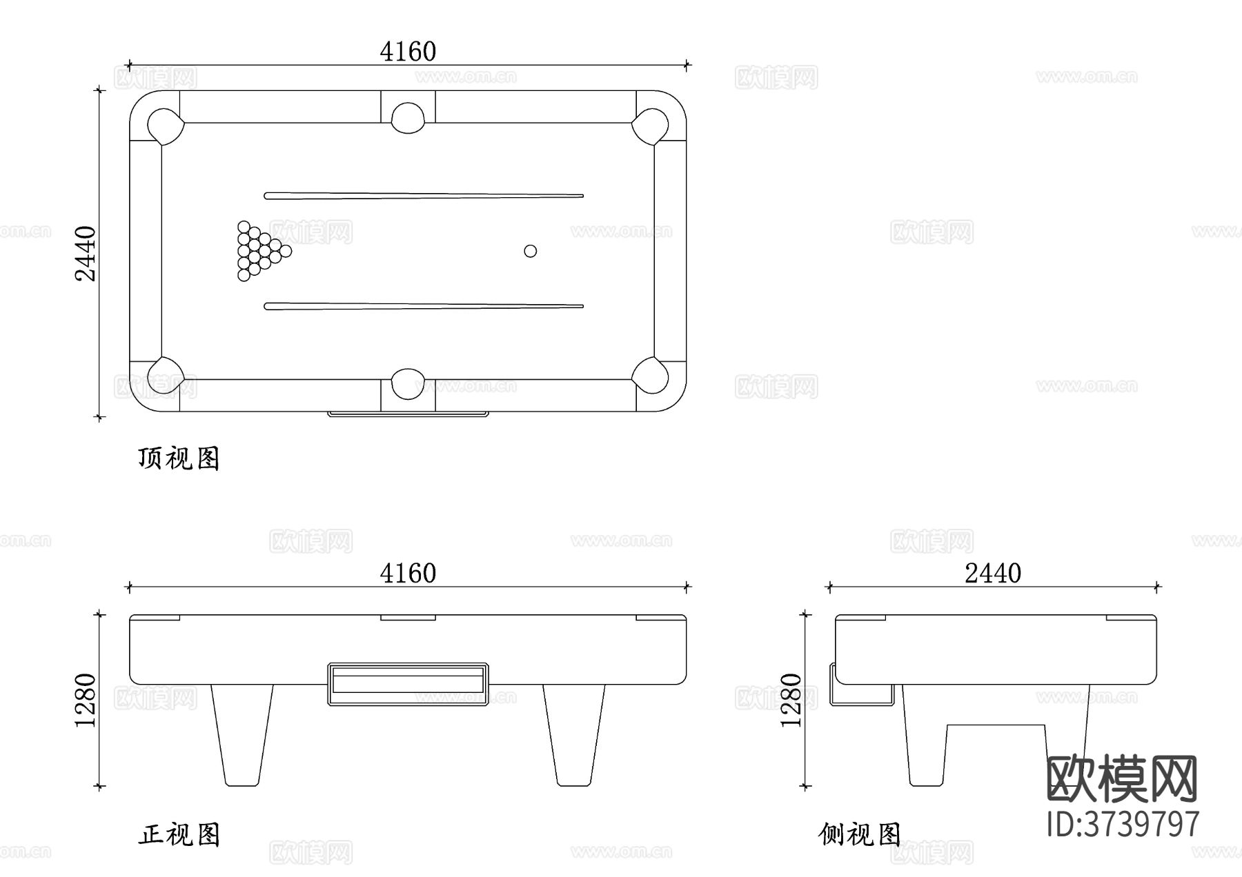 台球桌cad施工图