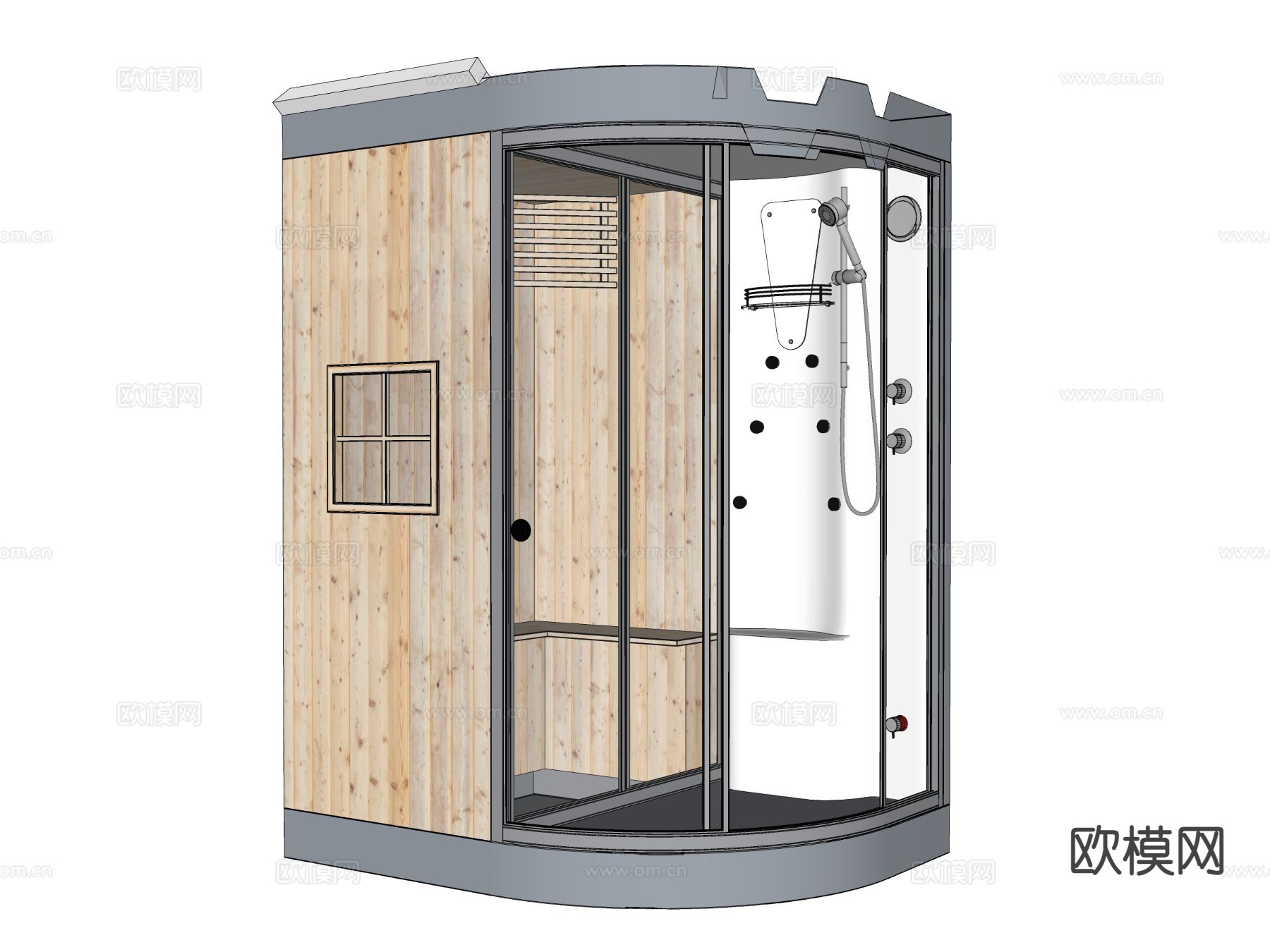 淋浴间 汗蒸房 桑拿房su模型下载（渲染图1）