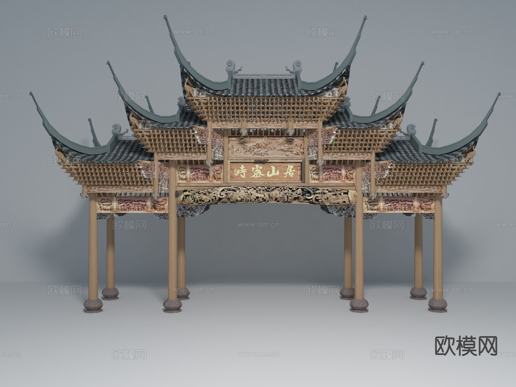 中式古建门楼 牌坊3d模型