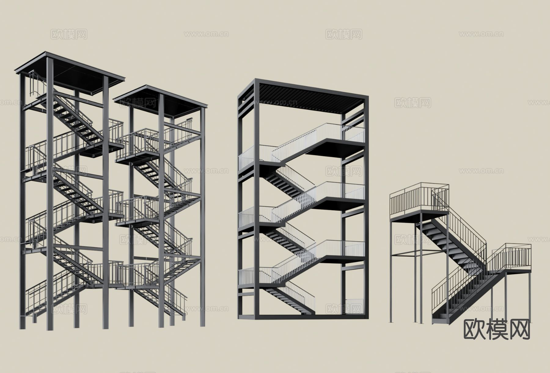 钢架楼梯 逃生楼梯 安全楼梯3d模型