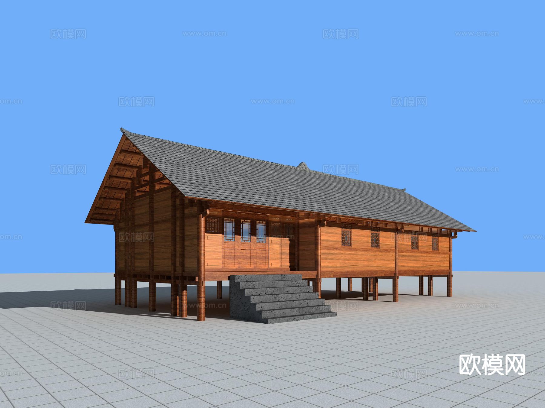 中式古建 休闲驿站3d模型