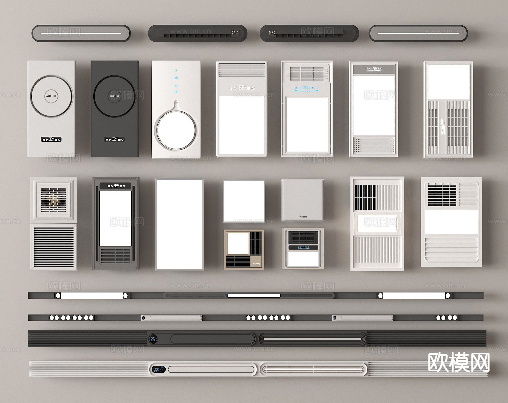 集成浴霸 线性浴霸 风暖机 浴室灯3d模型