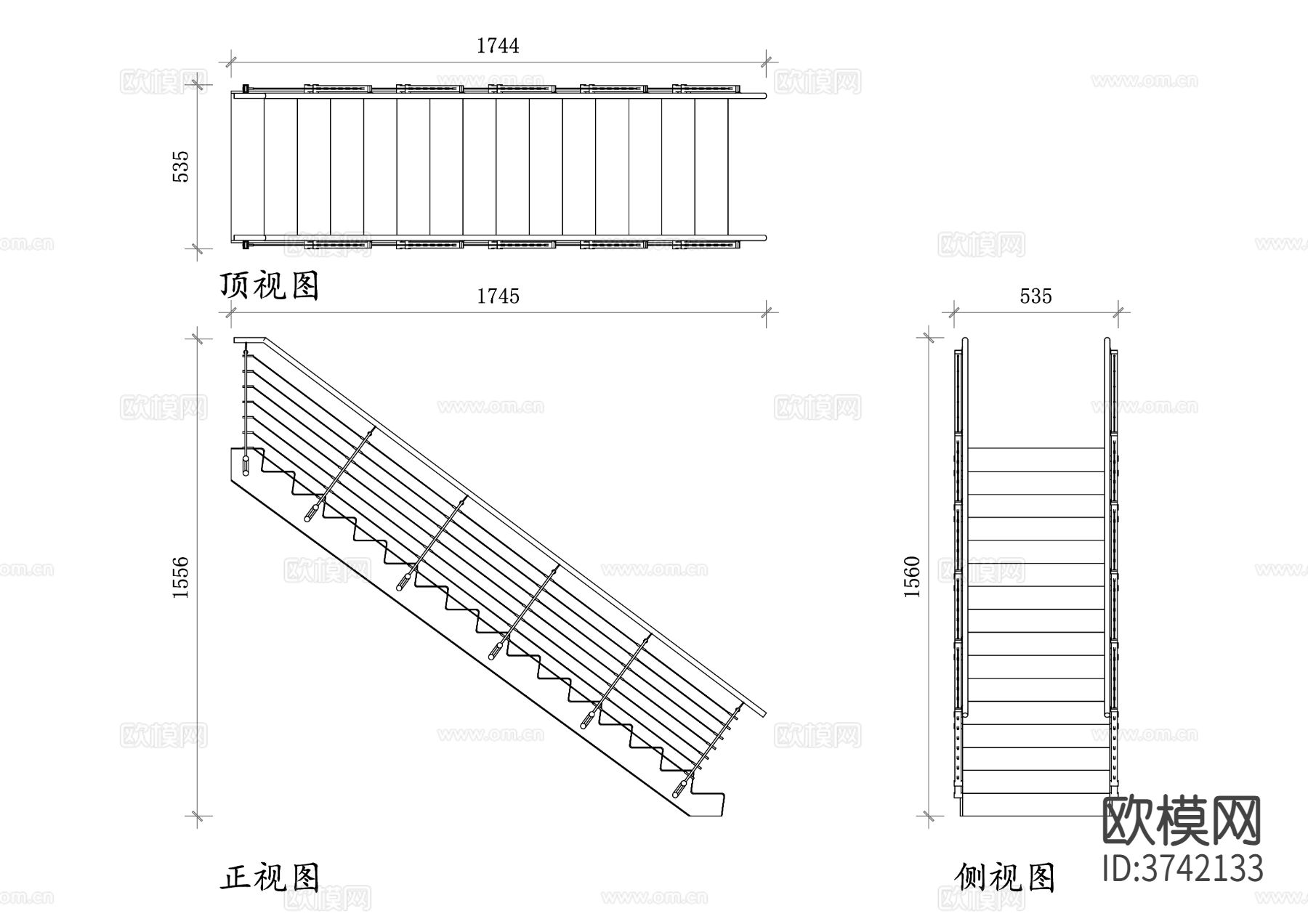 楼梯扶手cad平面图