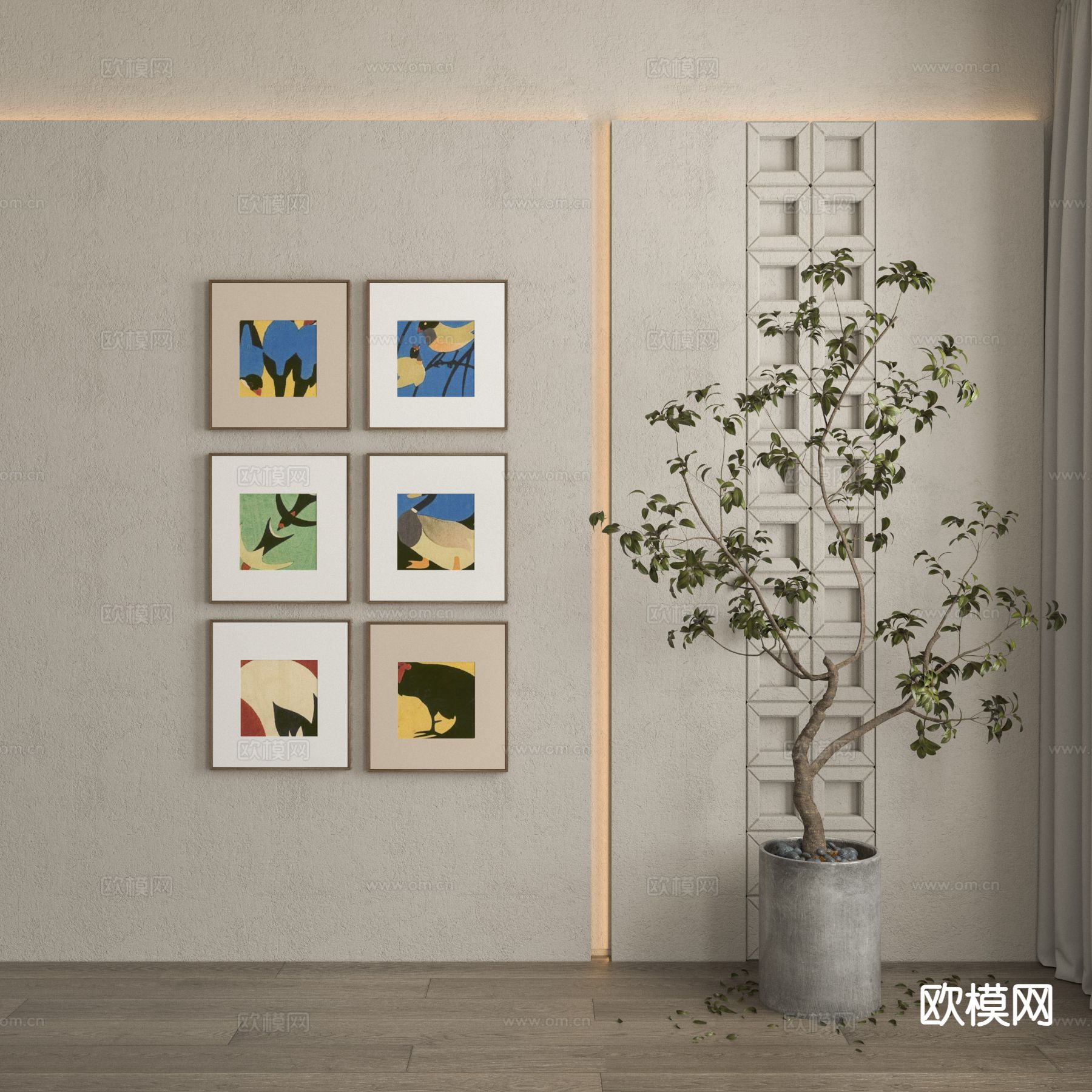 中古风装饰画 艺术画 挂画3d模型