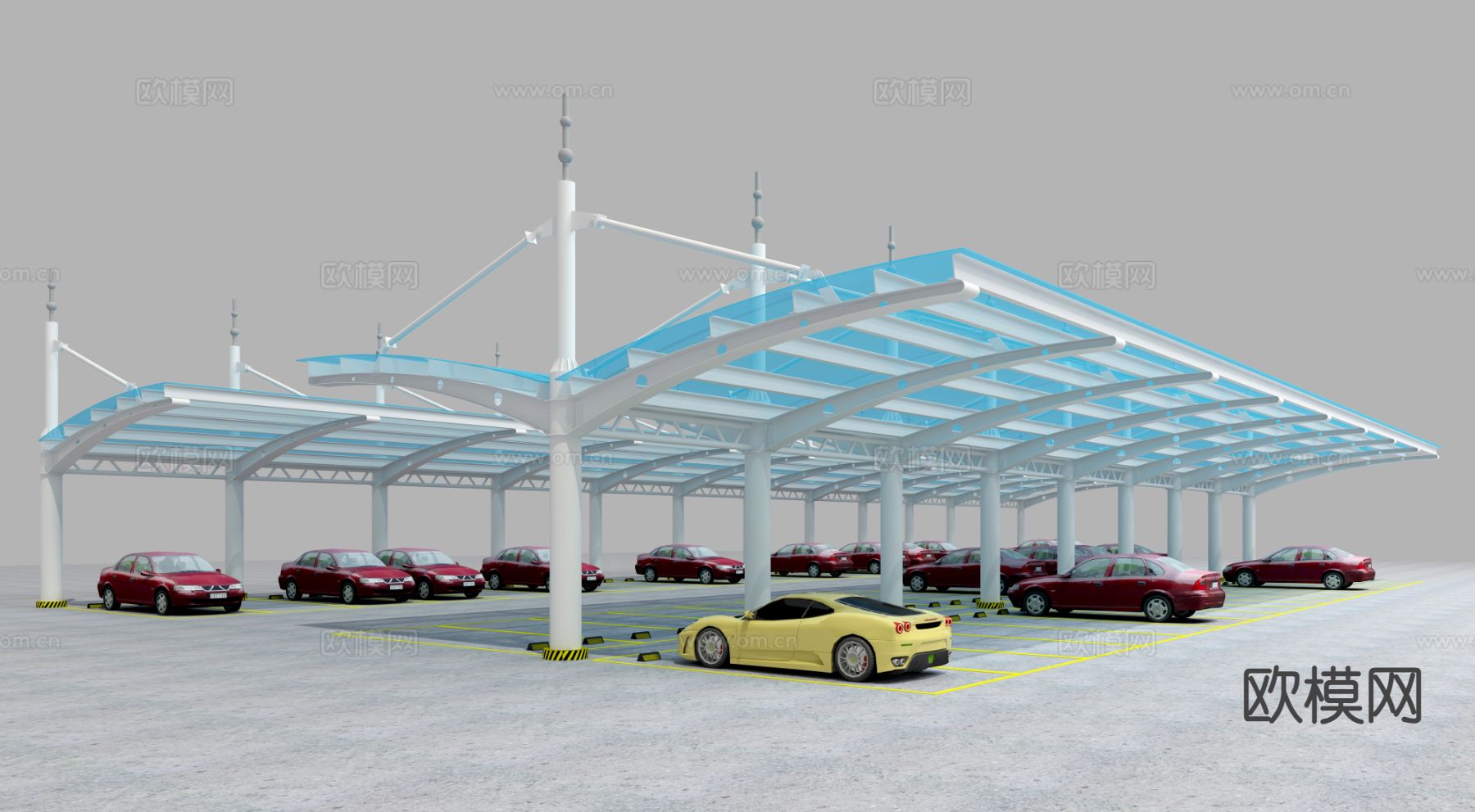 室外停车棚 停车位3d模型
