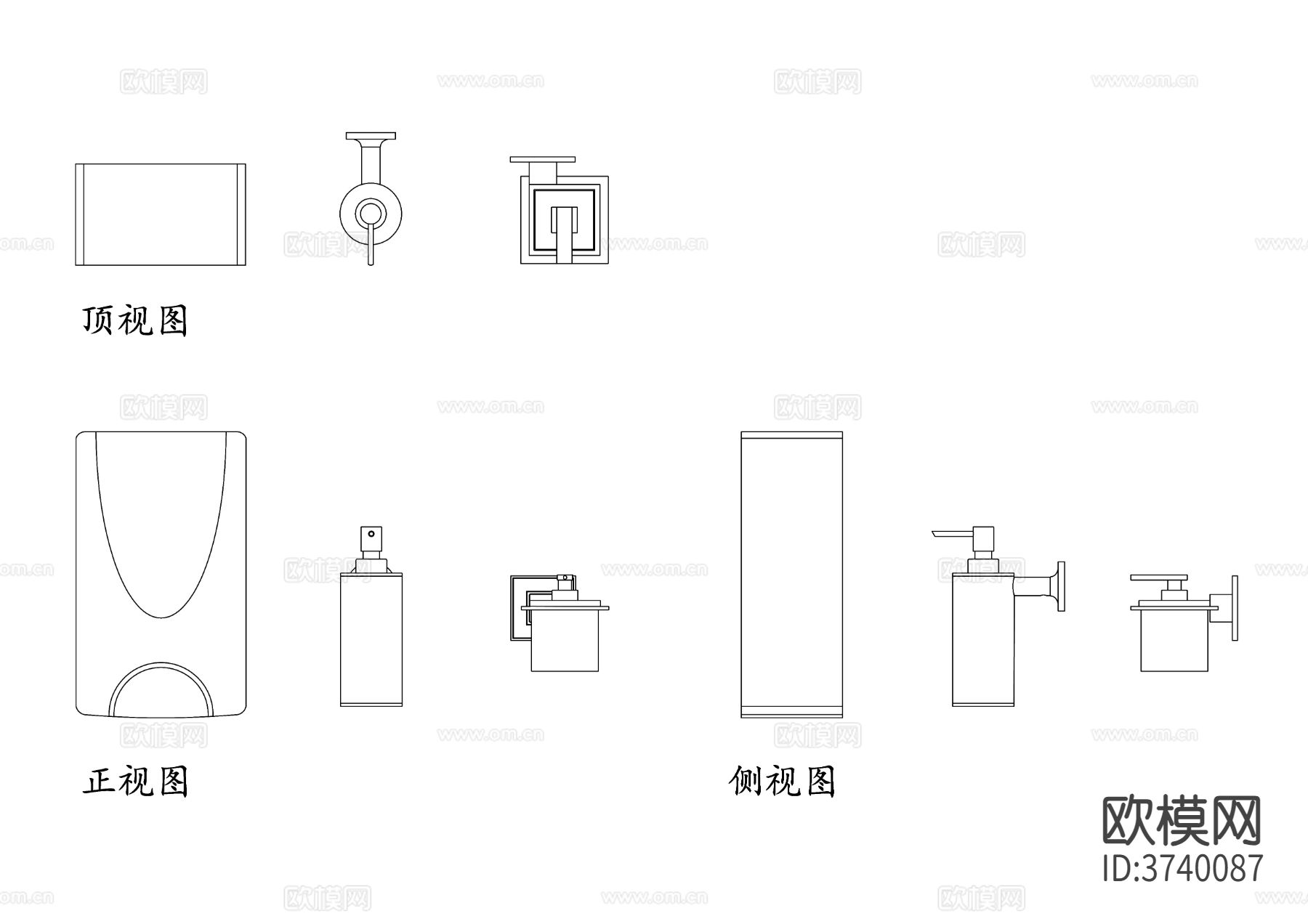 壁挂式皂液器安装cad平面图