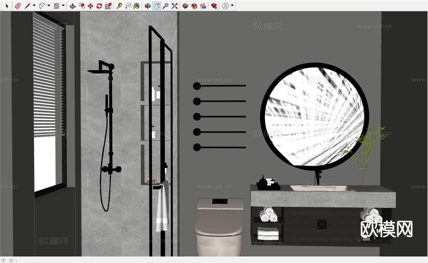 高级灰卫生间 浴室su模型