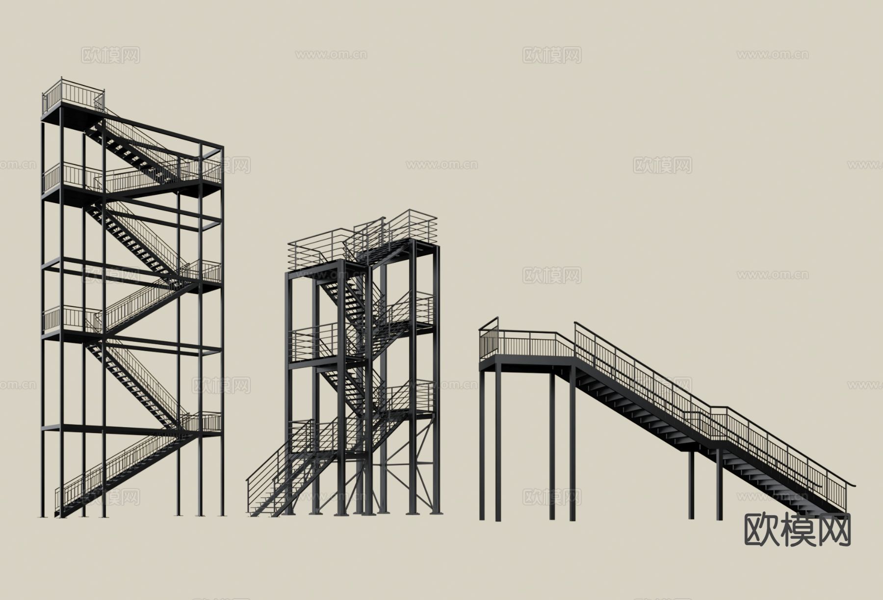 钢架楼梯 逃生楼梯 安全楼梯3d模型