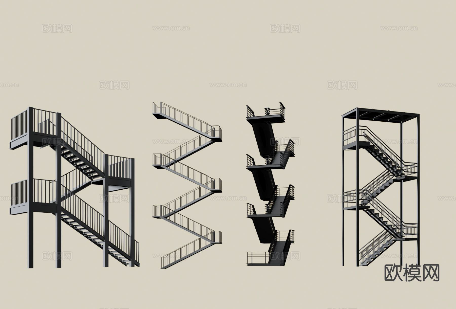 钢架楼梯 逃生楼梯 安全楼梯3d模型