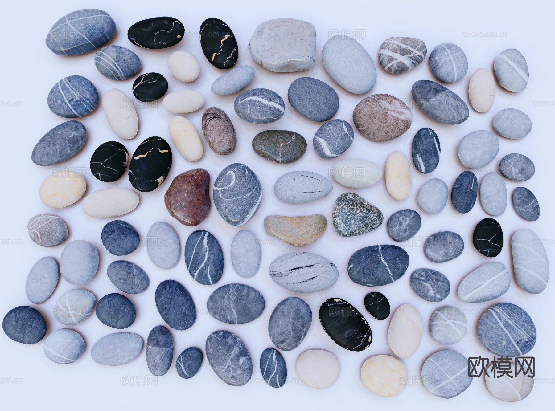 鹅卵石 河卵石 砾石 碎石子3d模型下载