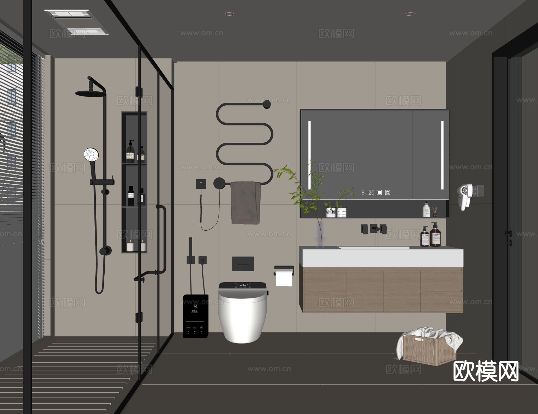 现代卫生间 浴室su模型下载（渲染图1）
