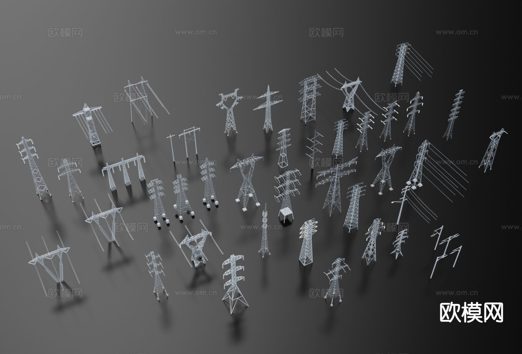 电塔 高压电塔 信号塔 电线塔 电线杆3d模型