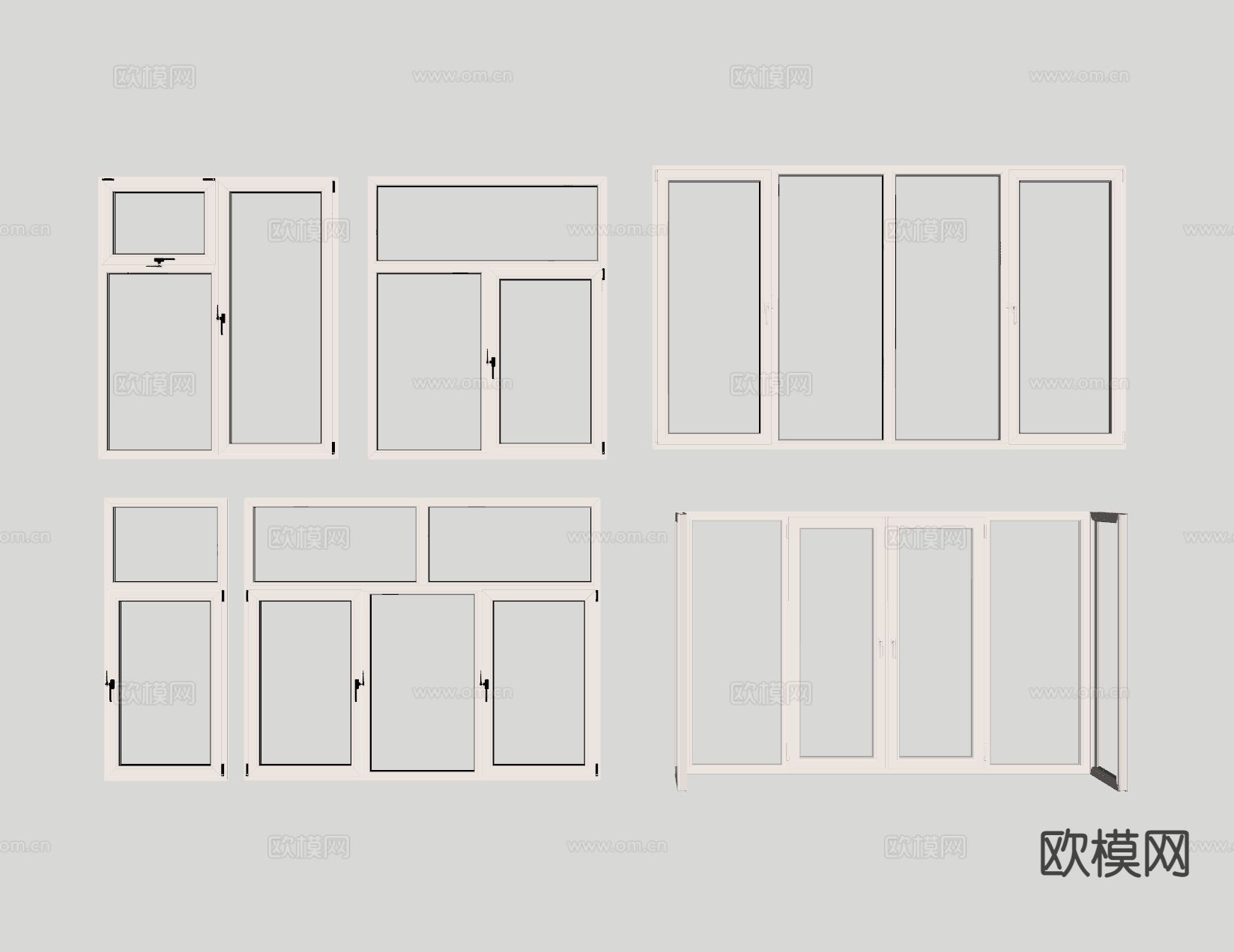 现代窗户 平开窗户 落地窗户su模型