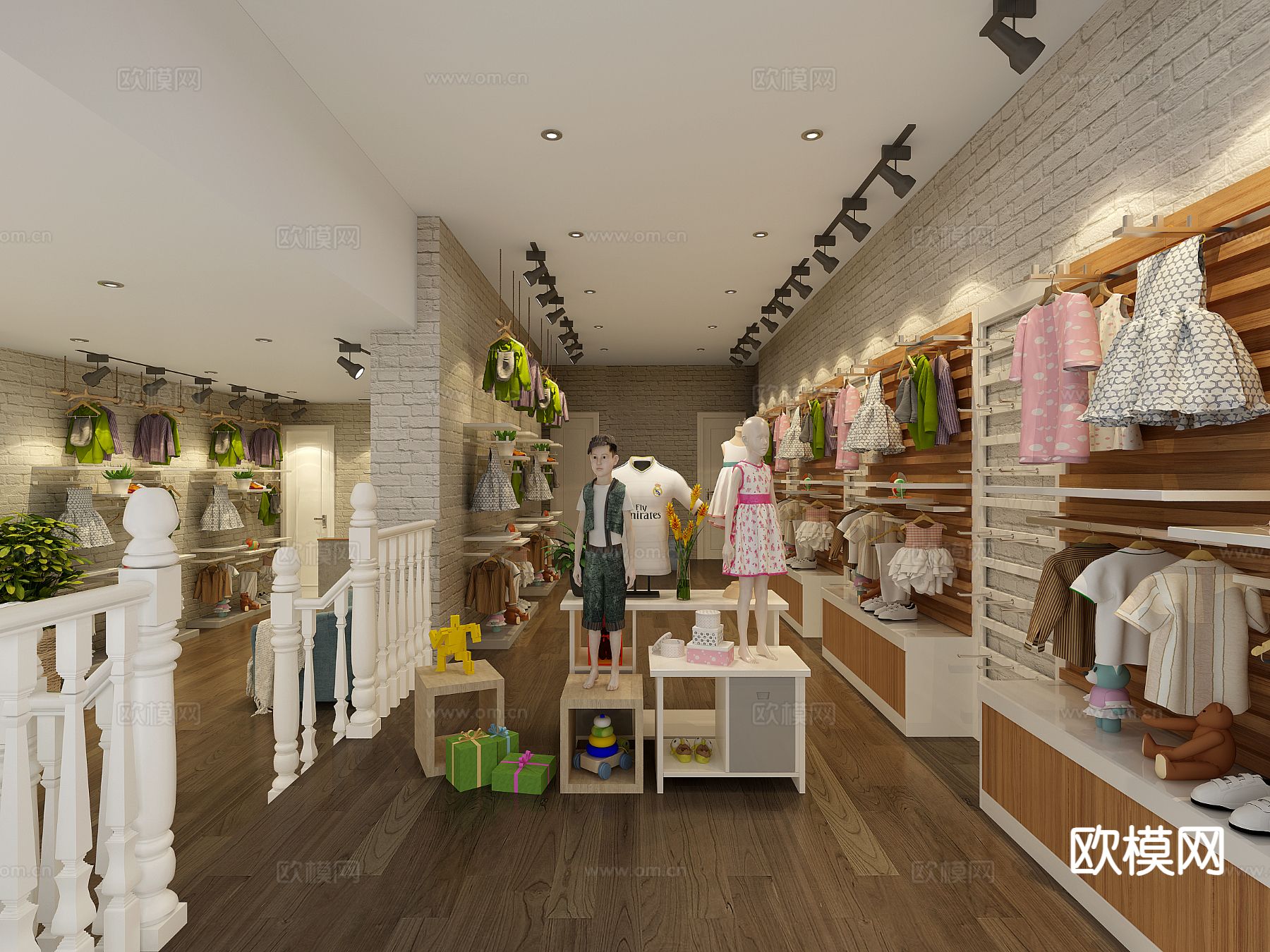 现代儿童服装店 童装店3d模型