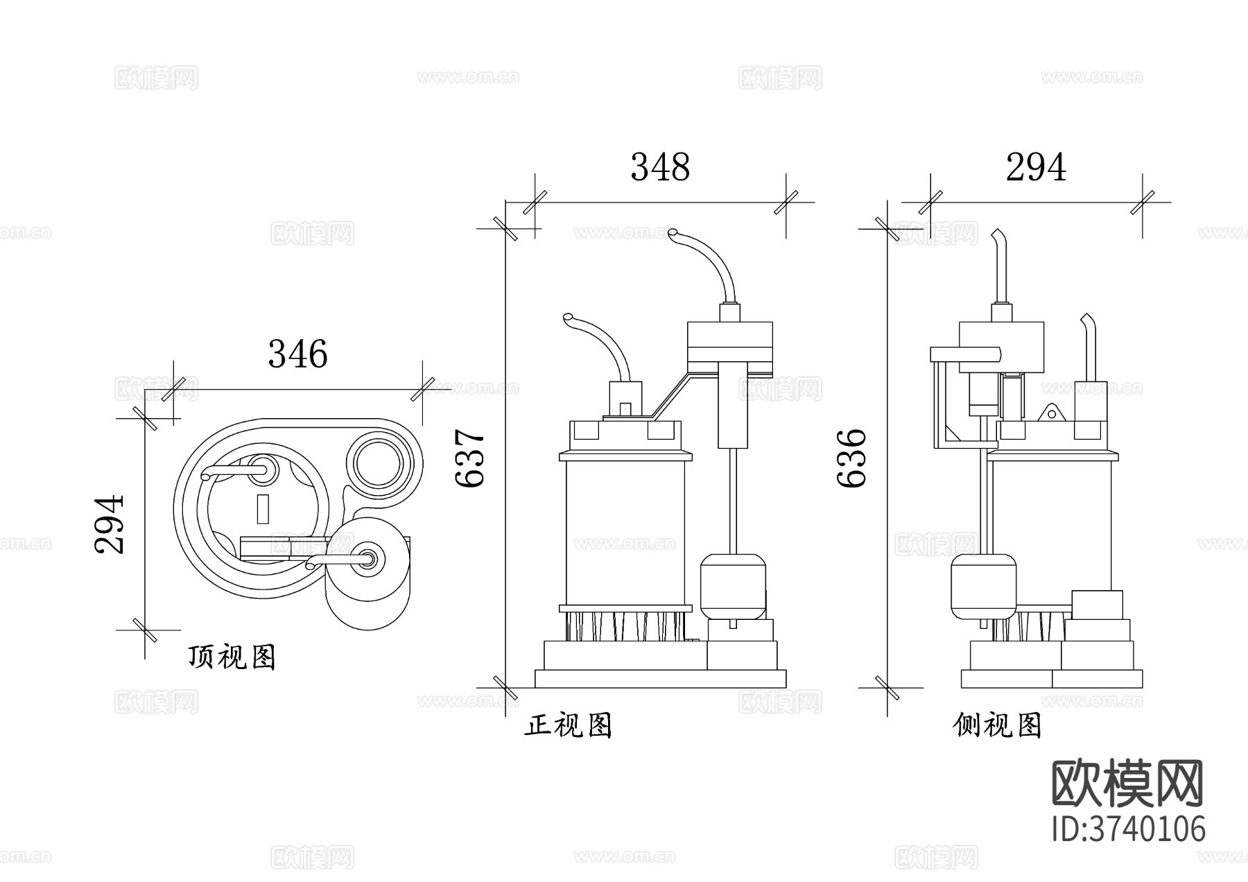 便携式污水泵结构cad平面图