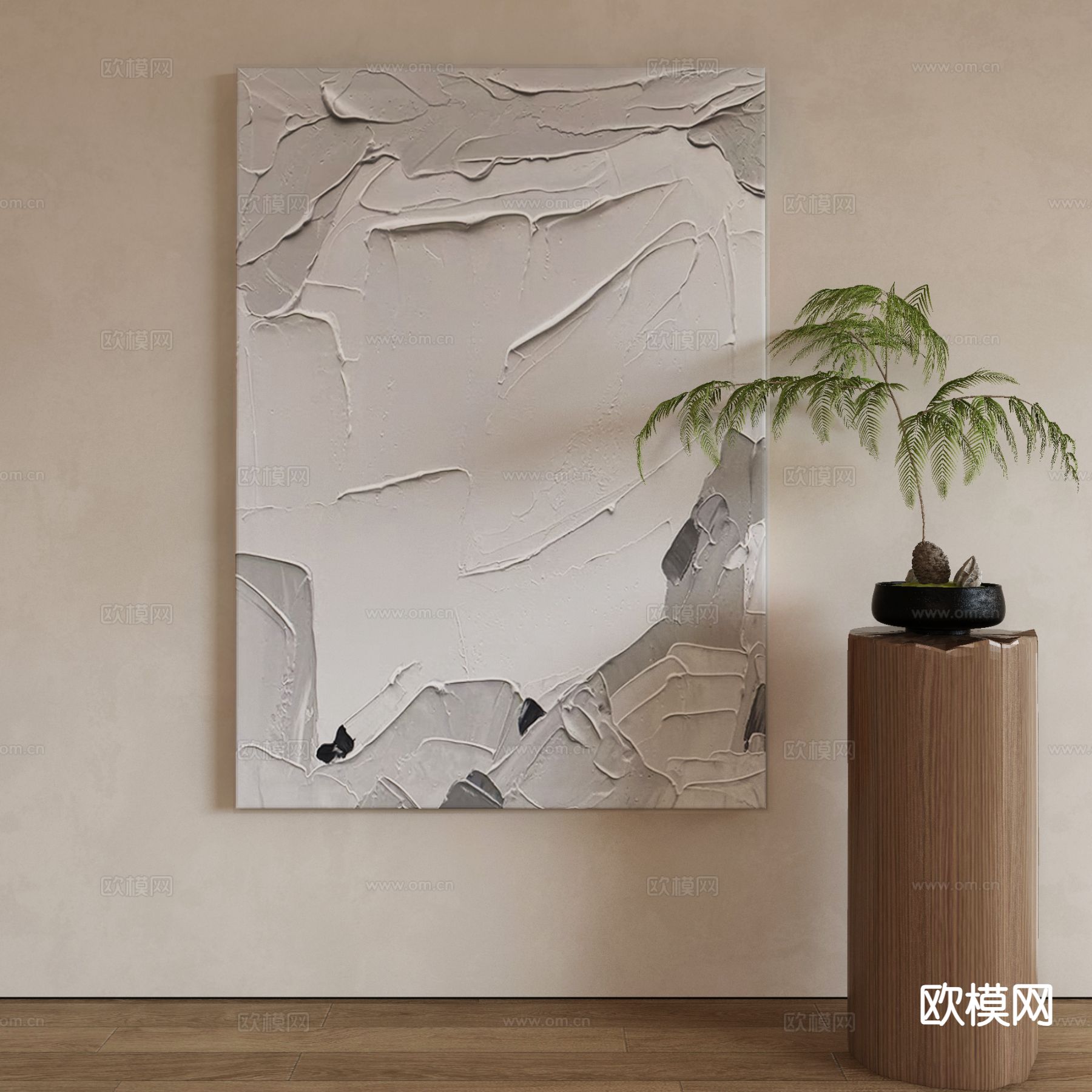 现代装饰画 油画 肌理画3d模型