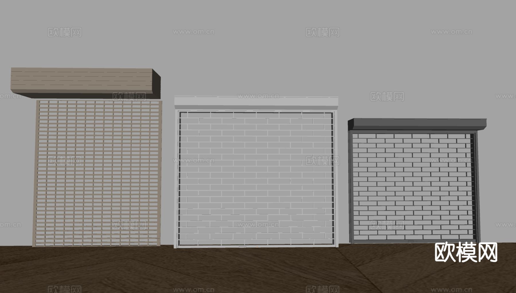 现代卷帘门 仓库门 车库门su模型