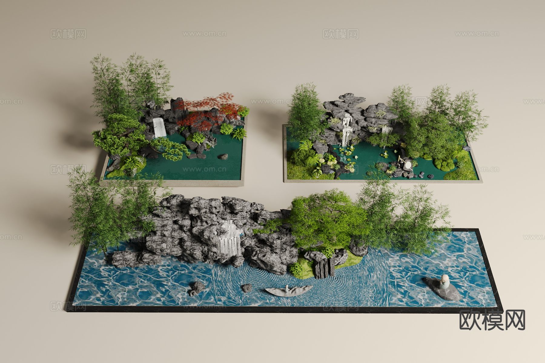 假山水景 庭院景观小品3d模型