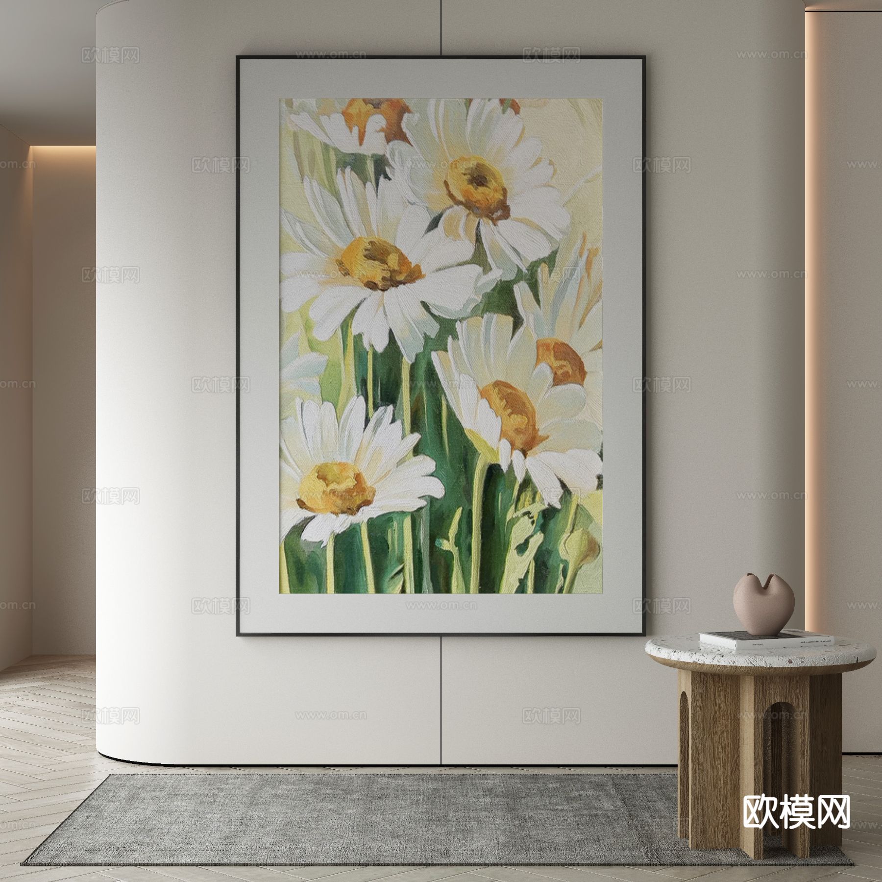 侘寂油画 花卉画 装饰画3d模型