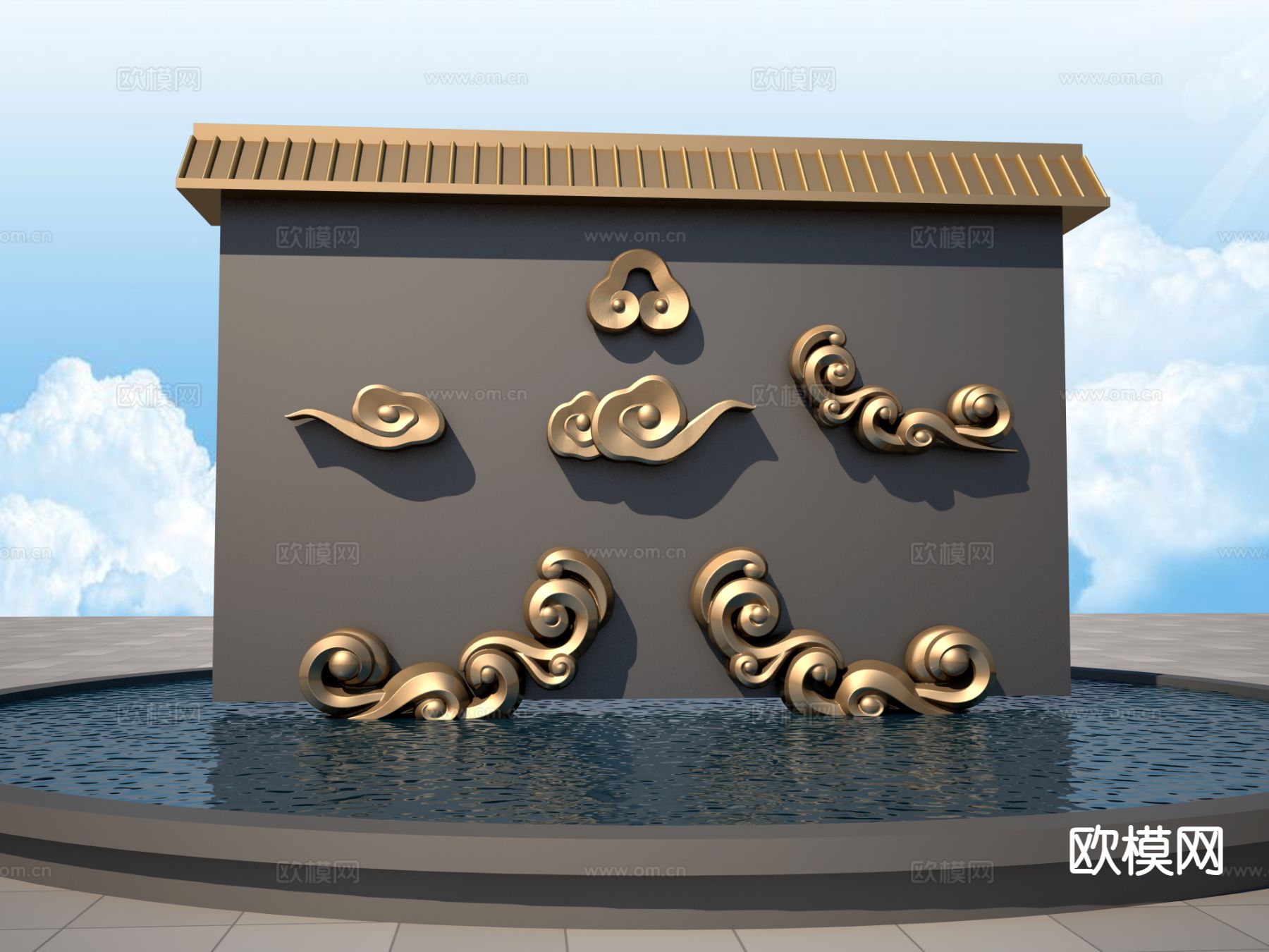 云纹雕花 祥云雕刻 浮雕3d模型下载