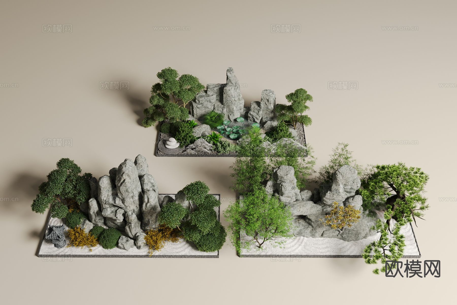 假山水景 庭院景观小品3d模型