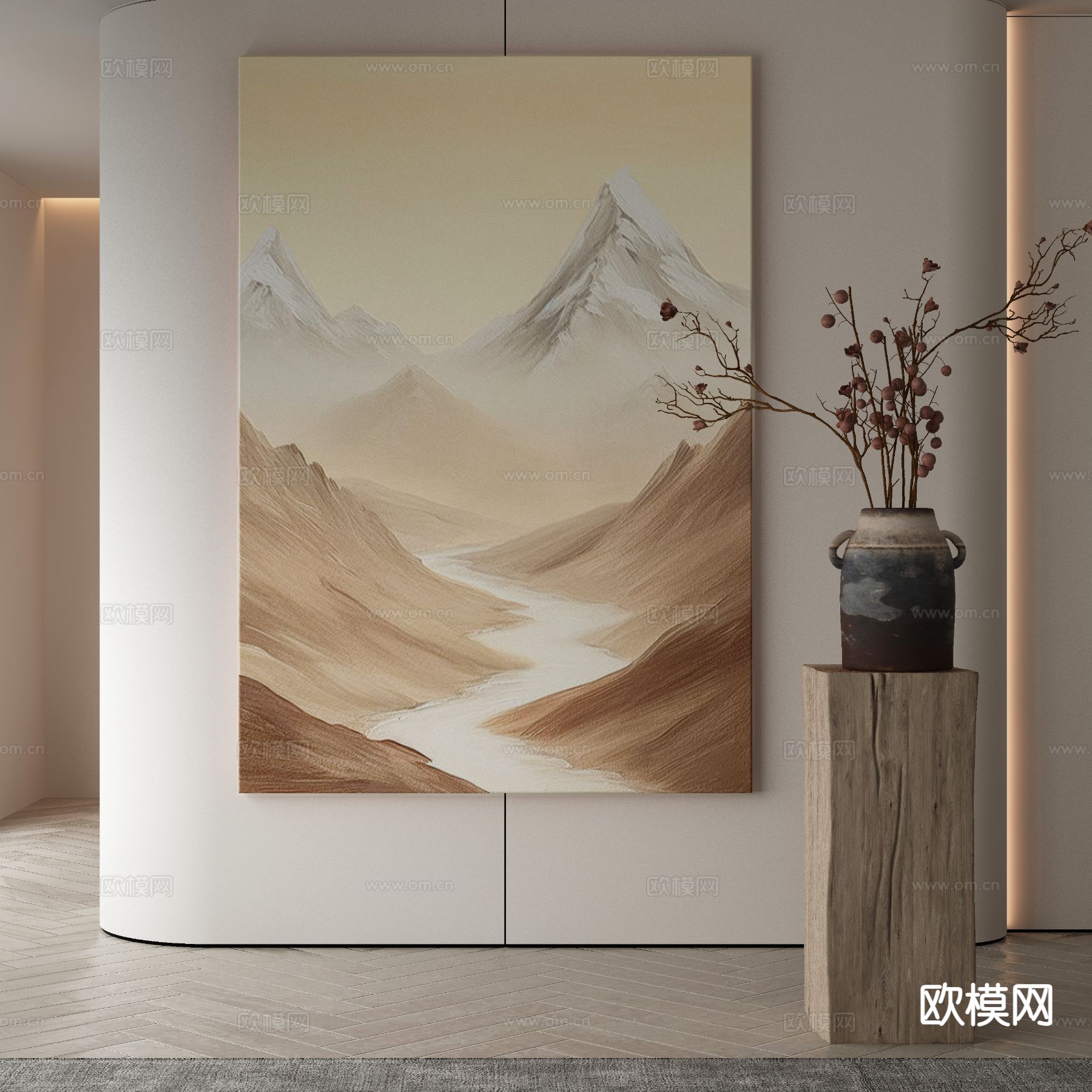 侘寂油画 风景画 装饰画3d模型