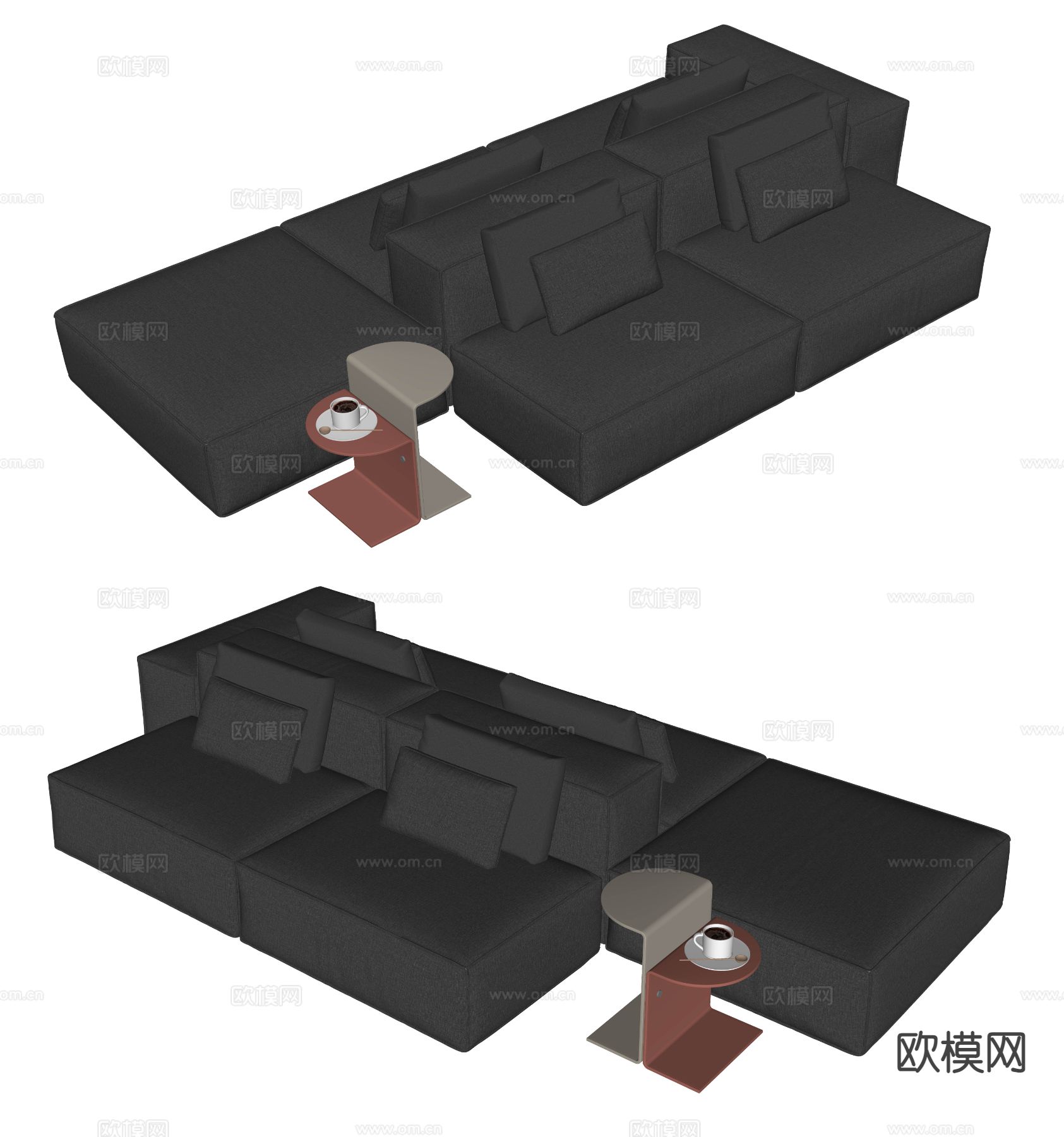 现代多人沙发 模块沙发su模型