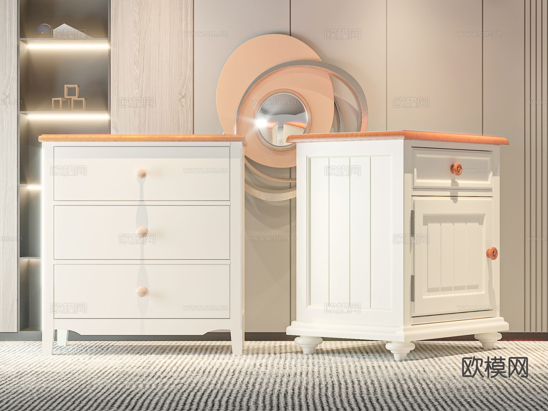 简欧床头柜3d模型下载