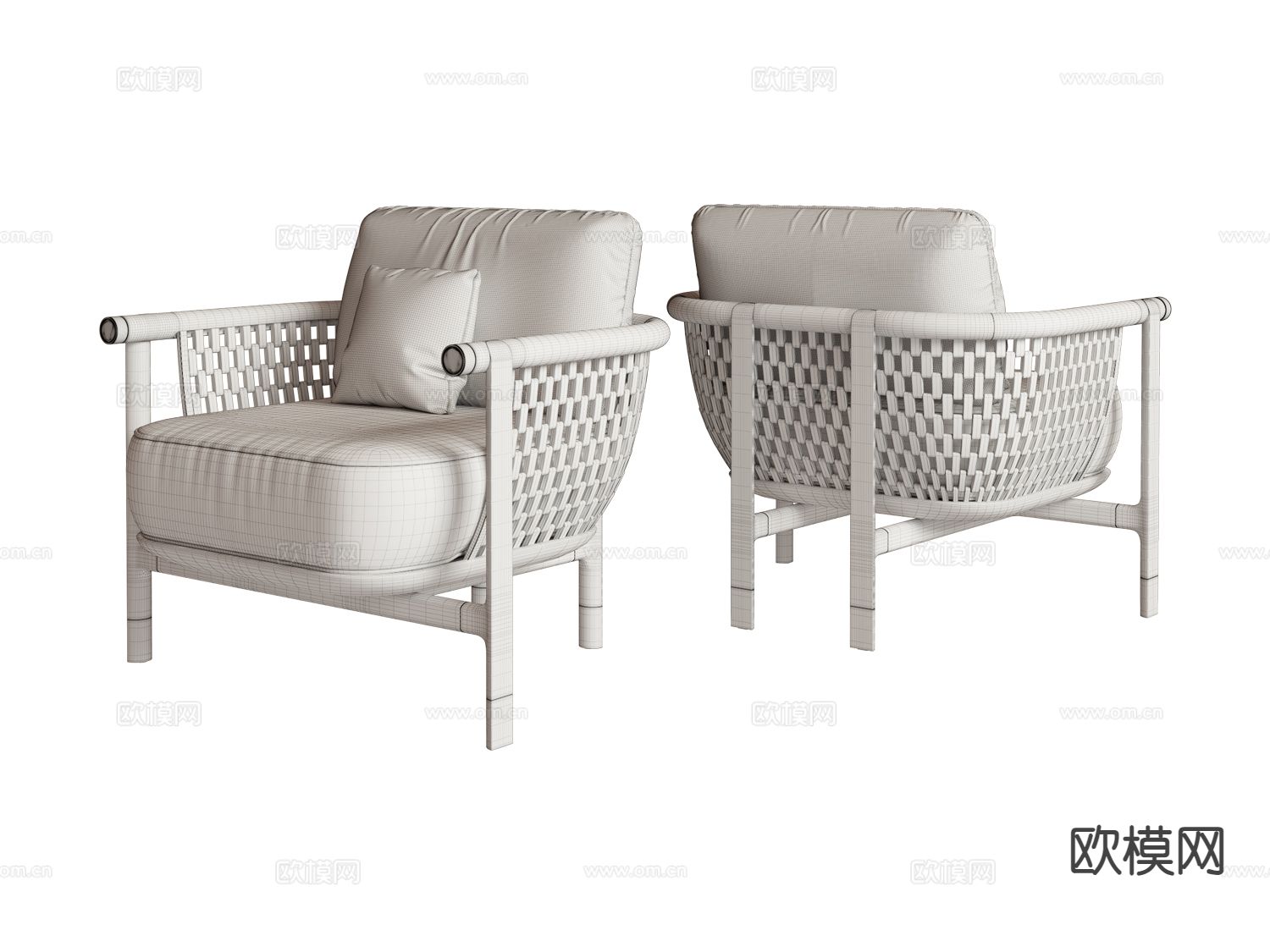 visionnaire- 单人沙发 藤编沙发3d模型下载（渲染图2）