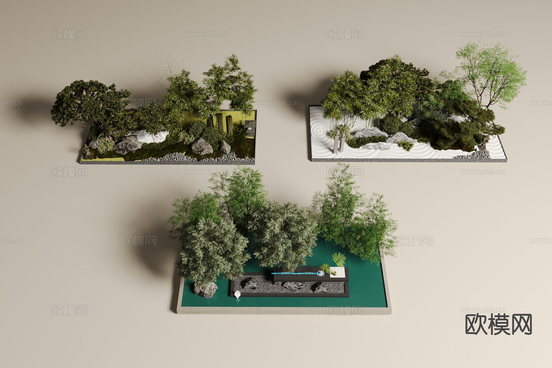 景观小品 植物造景 园路铺地3d模型