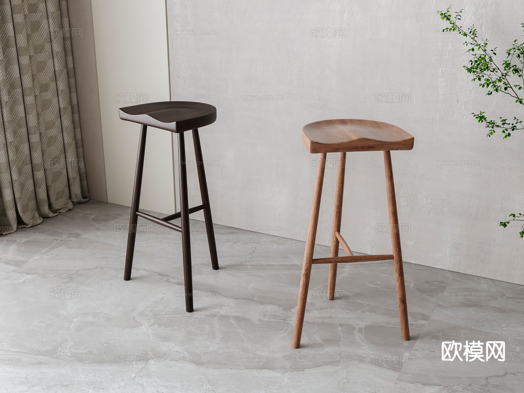 北欧吧椅su模型下载（渲染图2）