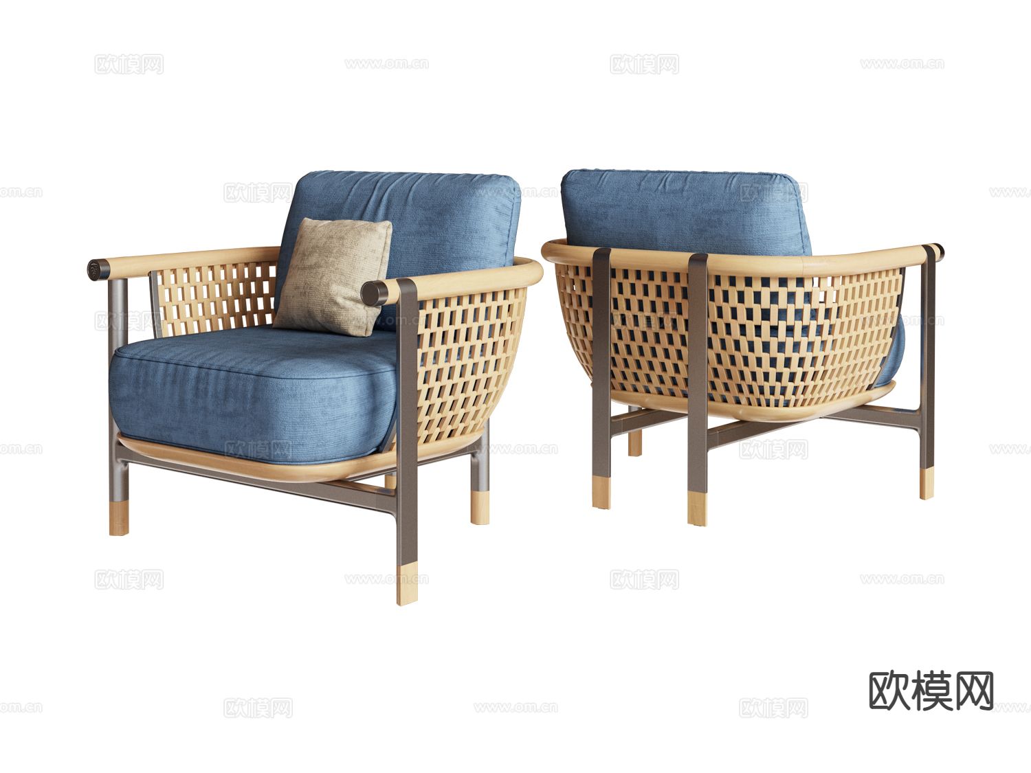 visionnaire- 单人沙发 藤编沙发3d模型下载（渲染图1）